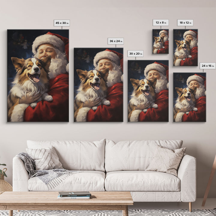 Santa Claus And His Corgi, Christmas Wall Art, Christmas Dog, Winter Wall Art, Santa Decor, Santa Art Print, Farmhouse Christmas