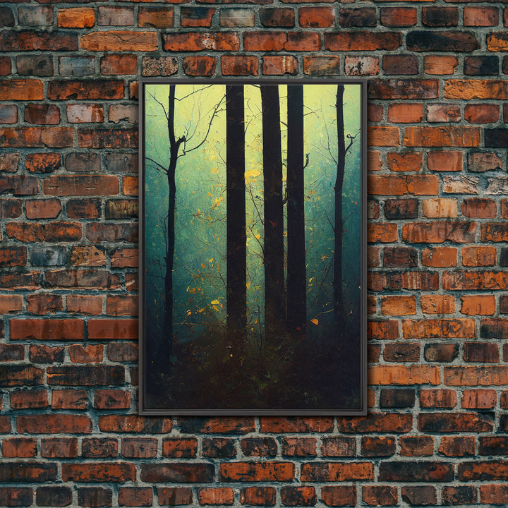 Magical Forest Oil Painting Style, Spooky Pirate Ship Art, Framed Canvas Print, Ready To Hang Framed Wall Art, Living Room Wall Hanging