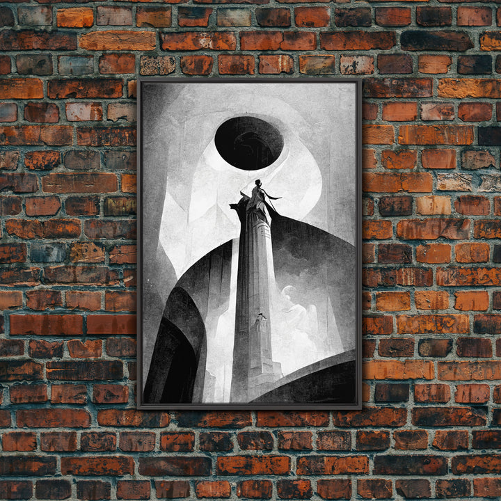 Vintage Style Art Deco Statue Study, Framed Canvas Print, Retro Style Wall Art, 1920s - 1930s style Art