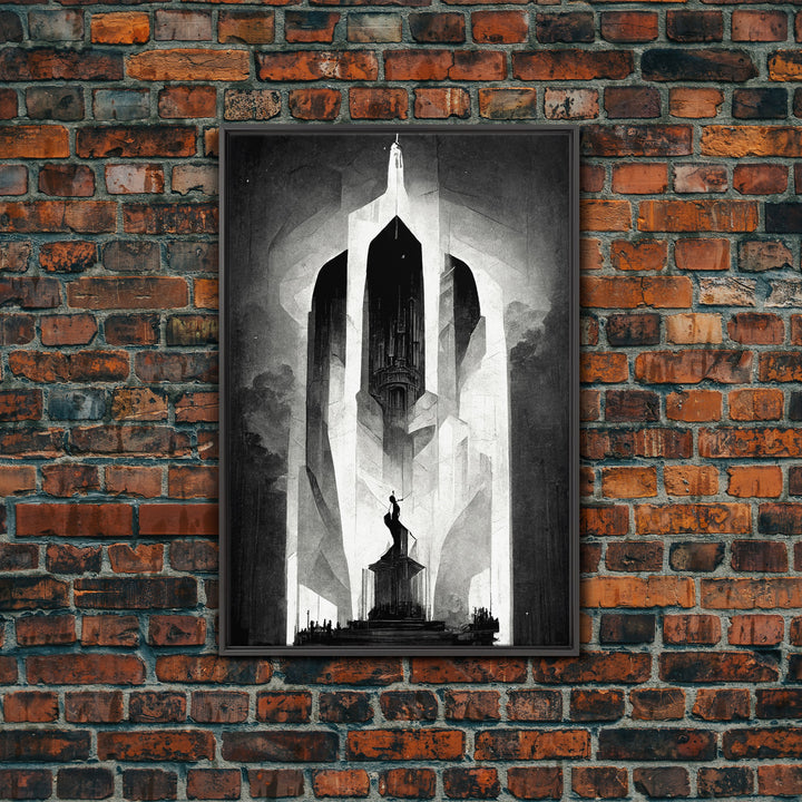 Vintage Style Art Deco Statue Study, Framed Canvas Print, Retro Style Wall Art, 1920s - 1930s style Art