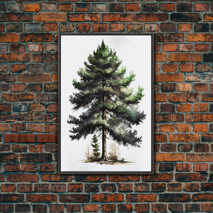 Pine Tree Watercolor Wall Art Canvas Print - Vibrant Colorful Nature Scene Artwork, lakehouse art