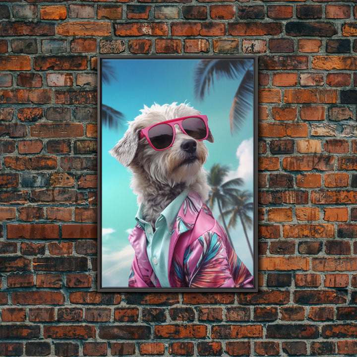 Shih Tzu Wall Print, Dog Wall Art, Dog Sunglasses, Pink Floral Suit, Funny Wall Art, Framed Wall Art, Framed Canvas, Wall Print, Wall Canvas