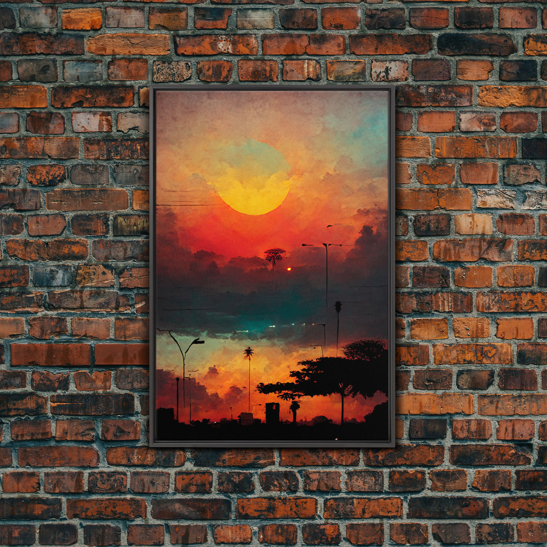 Los Angeles, California at sunset, canvas print, ready to hang wall art