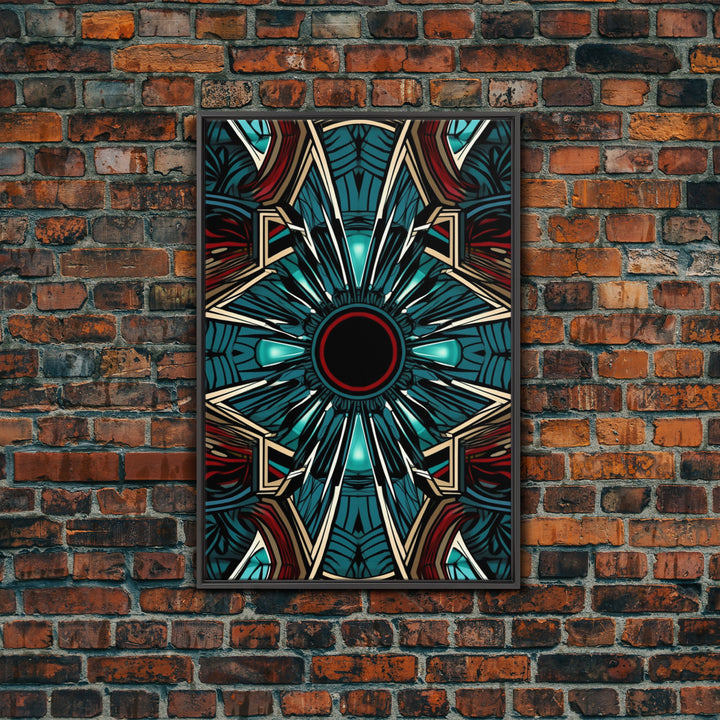 Art Deco Pattern Wall art - Framed Canvas Print - Art Deco - Red & blue art - Colorful painting - Patterns art - Wall art - Living room art