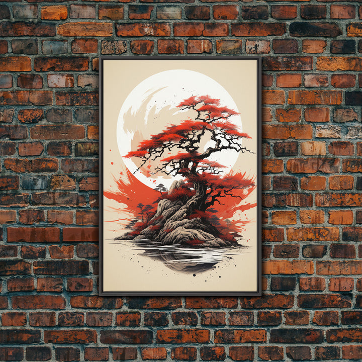 Japanese Wall Art, Japanese Maple Tree, Framed Canvas Print, Japanese Art, Japanese Hanging Wall Art