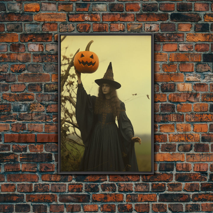 The Witch, Spooky Victorian Witch Photography Daguerreotype, Tin Type, Framed Canvas Print, Victorian Witches, Halloween Decor