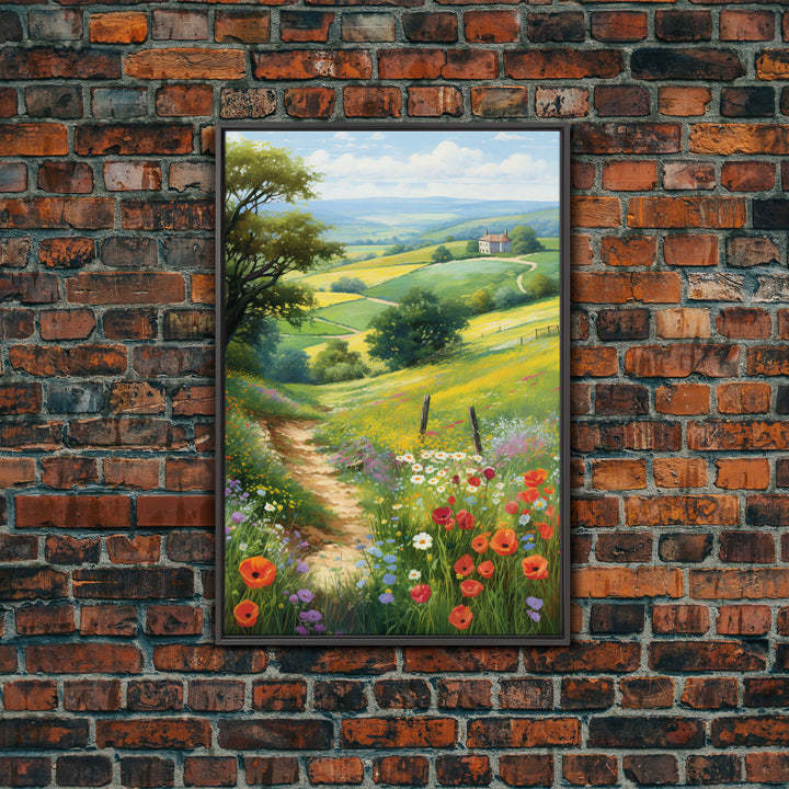 Countryside Wall Art, Wildflowers Wall Art, Meadow Wall Print, Canvas Print, Wall Art, Vertical Art, Country Wall Art, Landscape Art