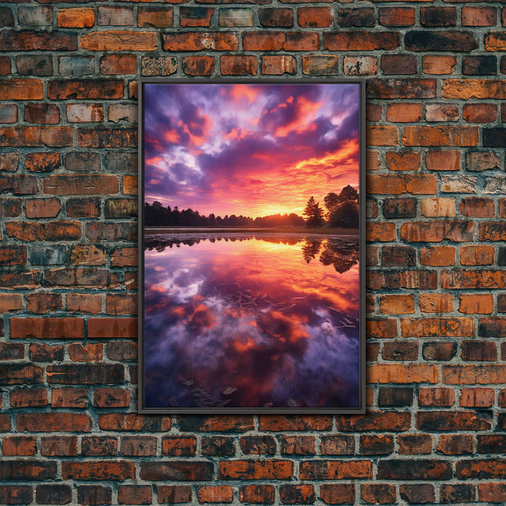 Lake Wall Art, Water Reflection, Landscape Wall Art, Sunset Wall Art, Canvas Print, Wall Art, Vertical Art, Nature Wall Art, Wall Hanging