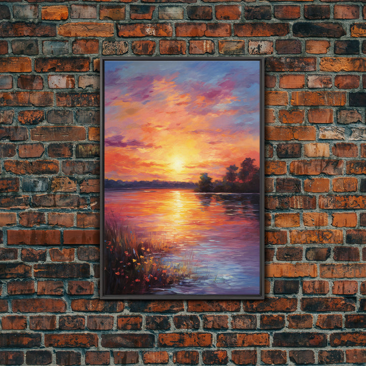 Sunset Wall Art, River Art Print, Landscape Wall Art, Nature Print, Canvas Print, Wall Art, Vertical Art, Going Away Gift, Over Bed Wall Art