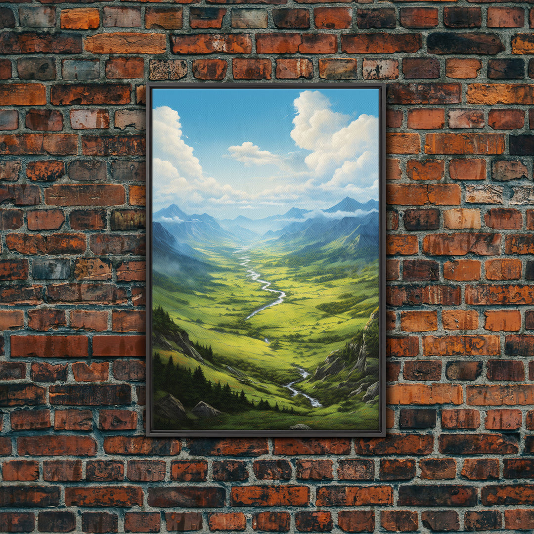 Mountains Wall Art, Valley Art, River Wall Print, Canvas Print, Wall Art, Vertical Art, Realtor Thank You, Home Wall Decor, Dorm Room Art
