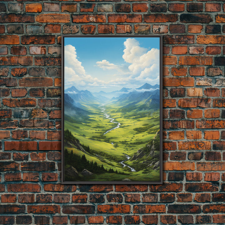 Mountains Wall Art, Valley Art, River Wall Print, Canvas Print, Wall Art, Vertical Art, Realtor Thank You, Home Wall Decor, Dorm Room Art