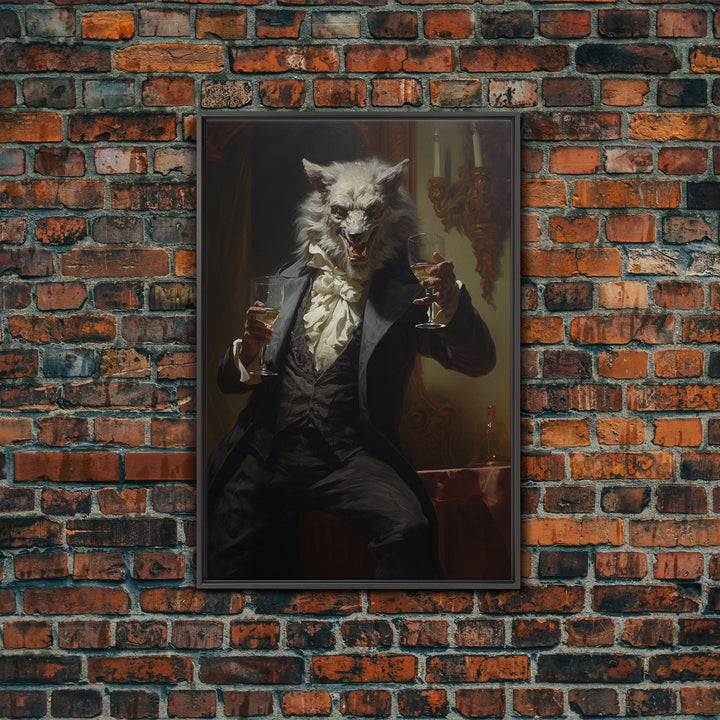 Halloween Wall Art, This Werewolf Is Here To Party, Funny Halloween Decor, Vintage Halloween, Gothic Victorian Werewolf Portrait