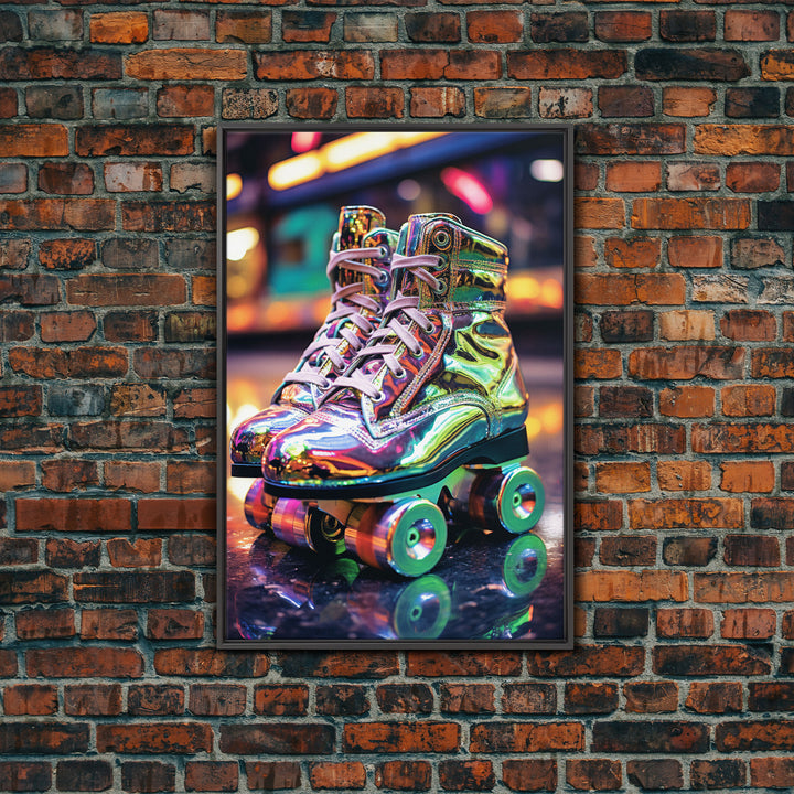 Roller Skates, Roller Derby, Retro Wall Art, Canvas Print, Wall Hanging, Portrait Art, Preppy Wall Art, Anniversary Gift, Office Prints