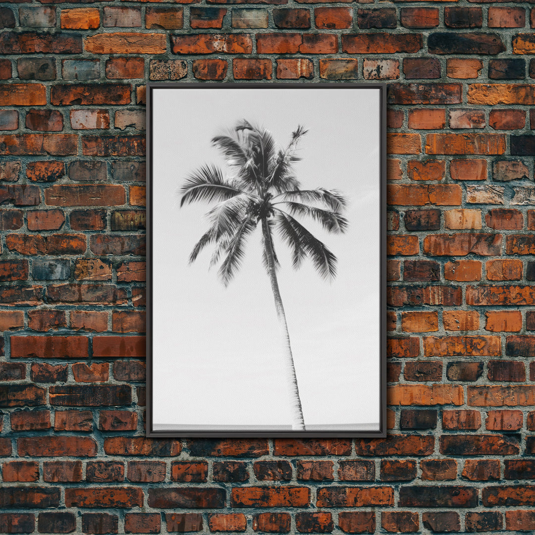 Palm Tree Wall Art, Tropical Art, Minimalist Art, Canvas Print, Wall Hanging, Portrait Art, Black And White Art, Living Room Wall Art