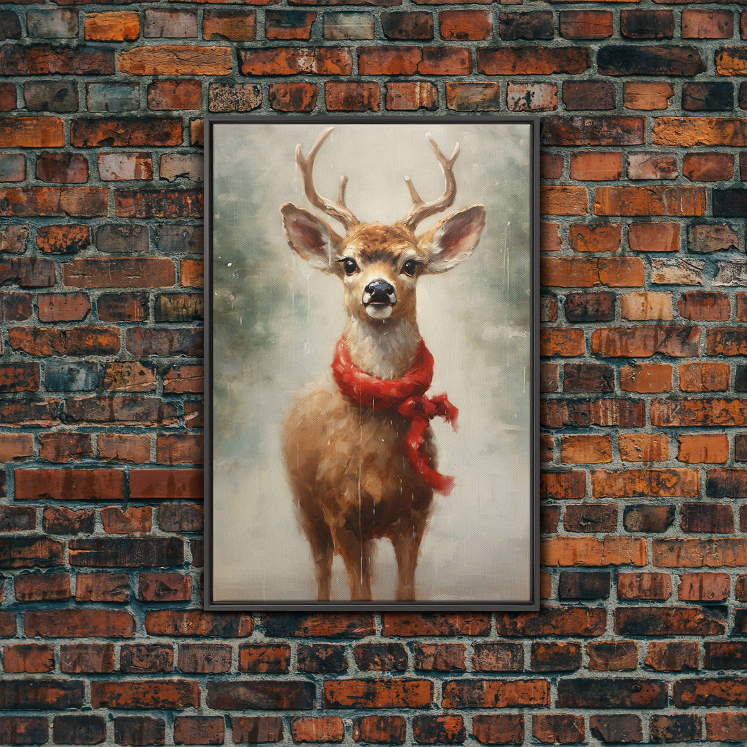 Cute Buck Dressed For Christmas, Christmas Decor, Woodland Animals, Christmas Wall Art, Winter Decor, Holiday Decor, Seasonal Decor