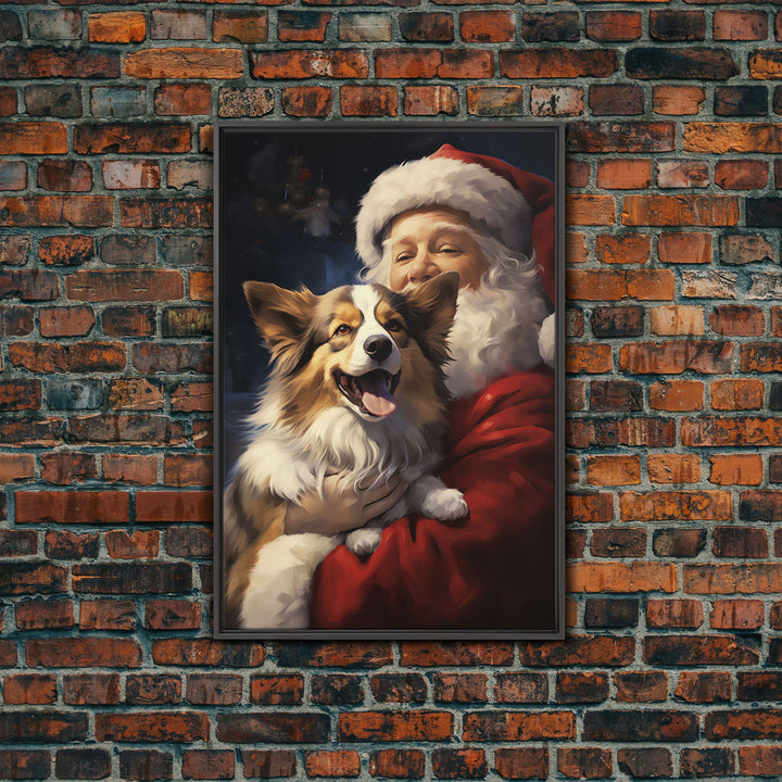 Santa Claus And His Corgi, Christmas Wall Art, Christmas Dog, Winter Wall Art, Santa Decor, Santa Art Print, Farmhouse Christmas