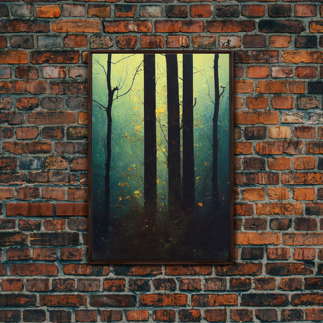 Magical Forest Oil Painting Style, Spooky Pirate Ship Art, Framed Canvas Print, Ready To Hang Framed Wall Art, Living Room Wall Hanging