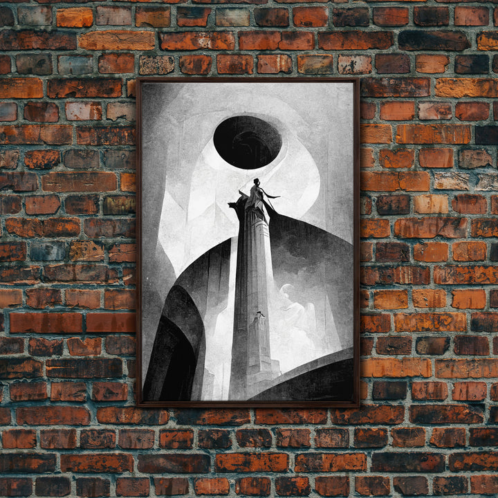 Vintage Style Art Deco Statue Study, Framed Canvas Print, Retro Style Wall Art, 1920s - 1930s style Art