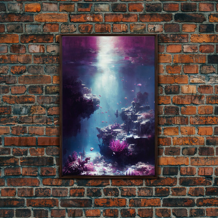 Under The Sea, Coral Reef Art, Framed Canvas Print