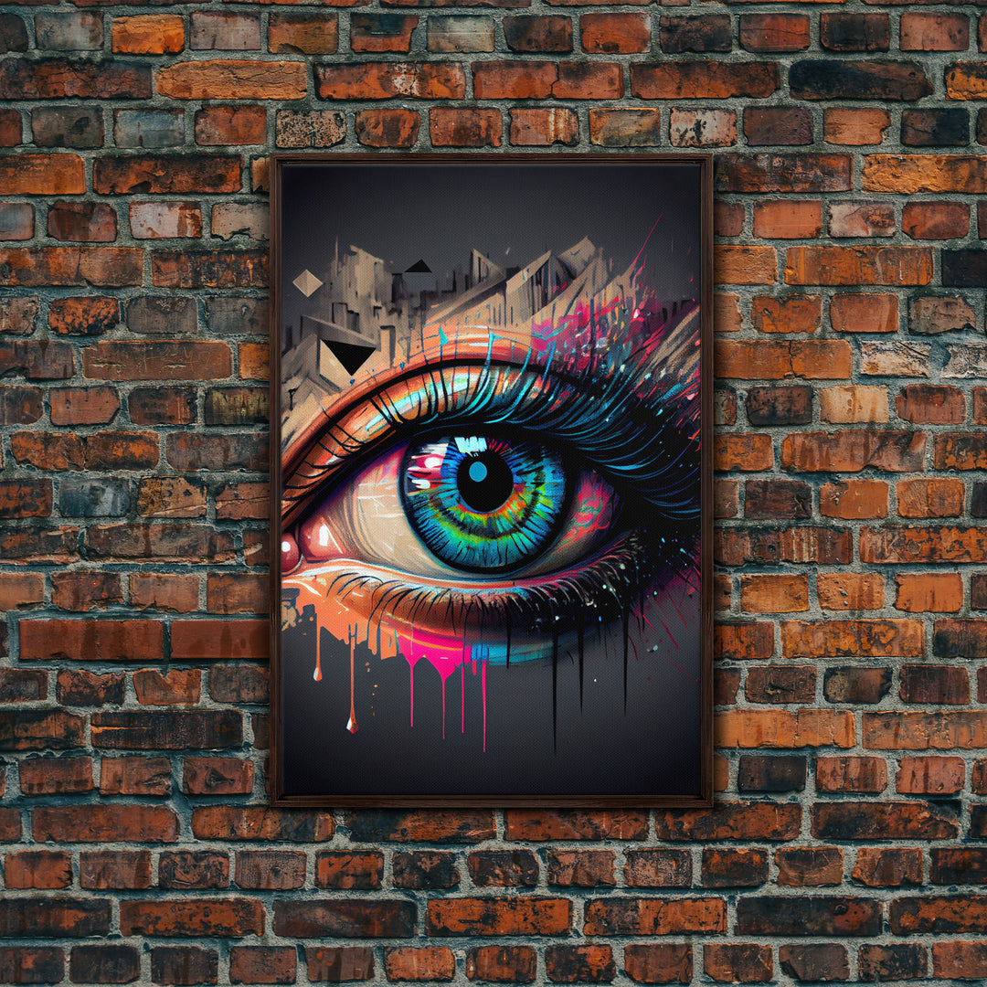 Vibrant Graffiti Style Eye Wall Art Canvas Print - Street Art Inspired Graphic Illustration Artwork
