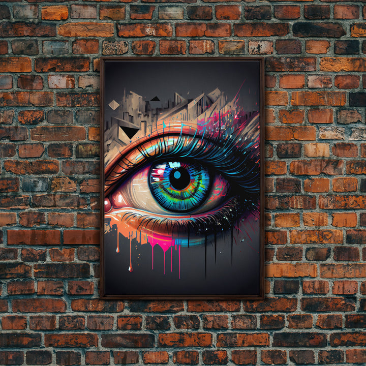 Vibrant Graffiti Style Eye Wall Art Canvas Print - Street Art Inspired Graphic Illustration Artwork