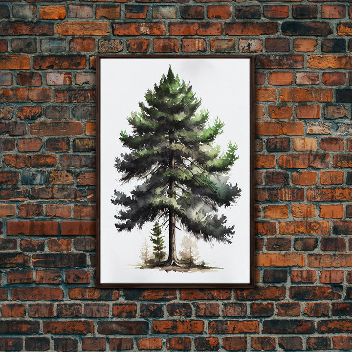 Pine Tree Watercolor Wall Art Canvas Print - Vibrant Colorful Nature Scene Artwork, lakehouse art