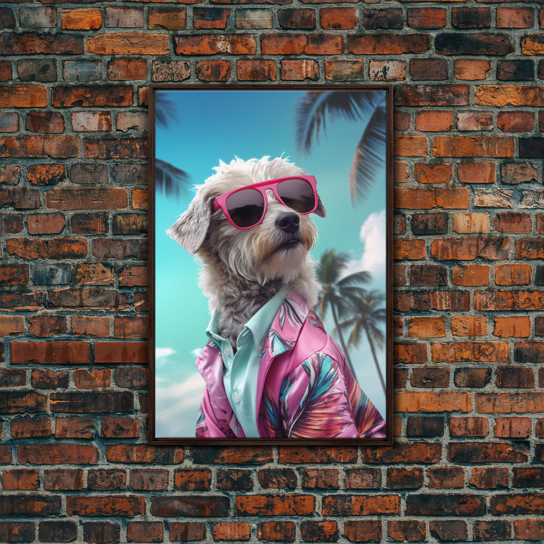 Shih Tzu Wall Print, Dog Wall Art, Dog Sunglasses, Pink Floral Suit, Funny Wall Art, Framed Wall Art, Framed Canvas, Wall Print, Wall Canvas
