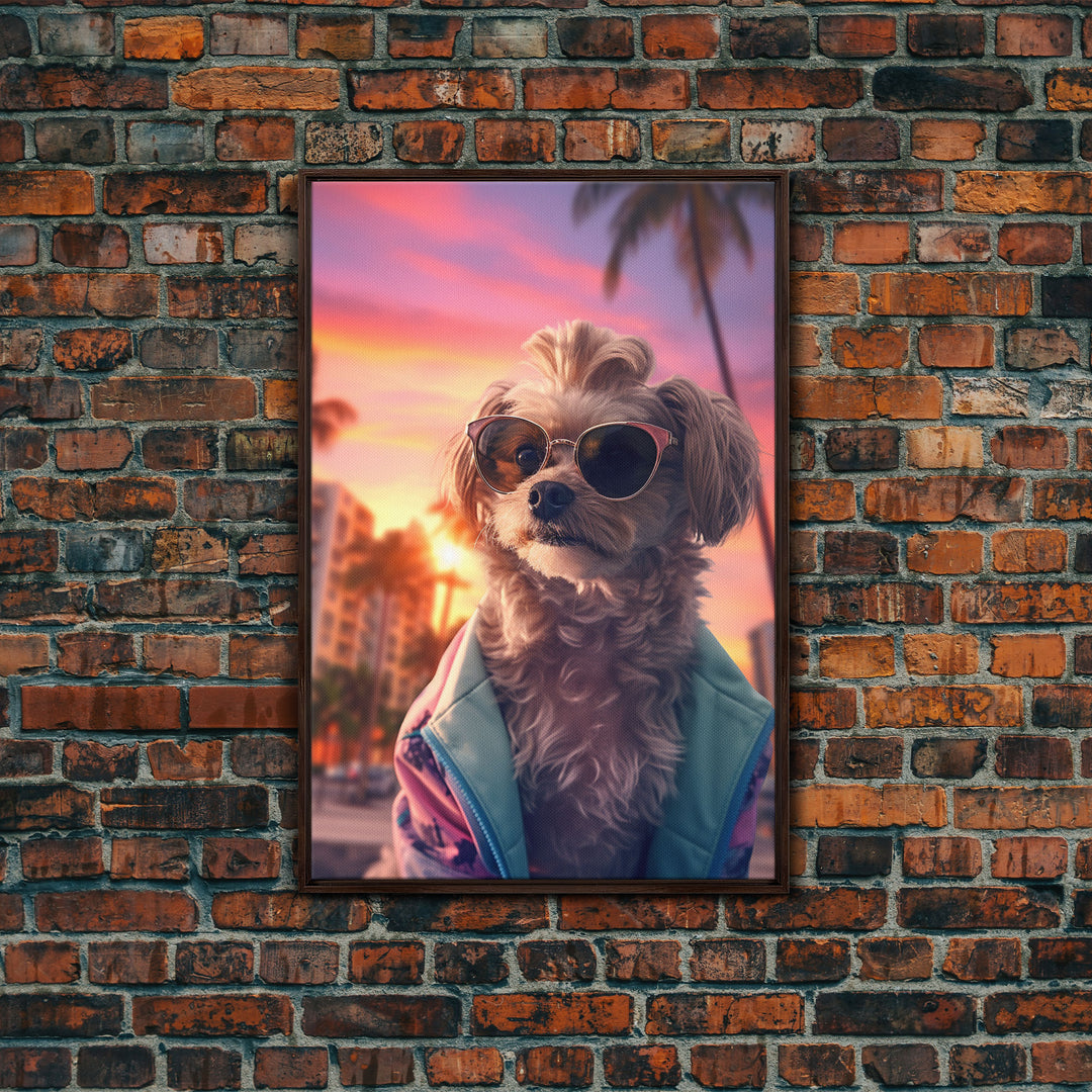 Shih Tzu In Sunglasses Blue Tracksuit Wall Print, Dog Portrait, Dog Art Print, Framed Wall Art, Framed Canvas, Wall Print, Wall Canvas