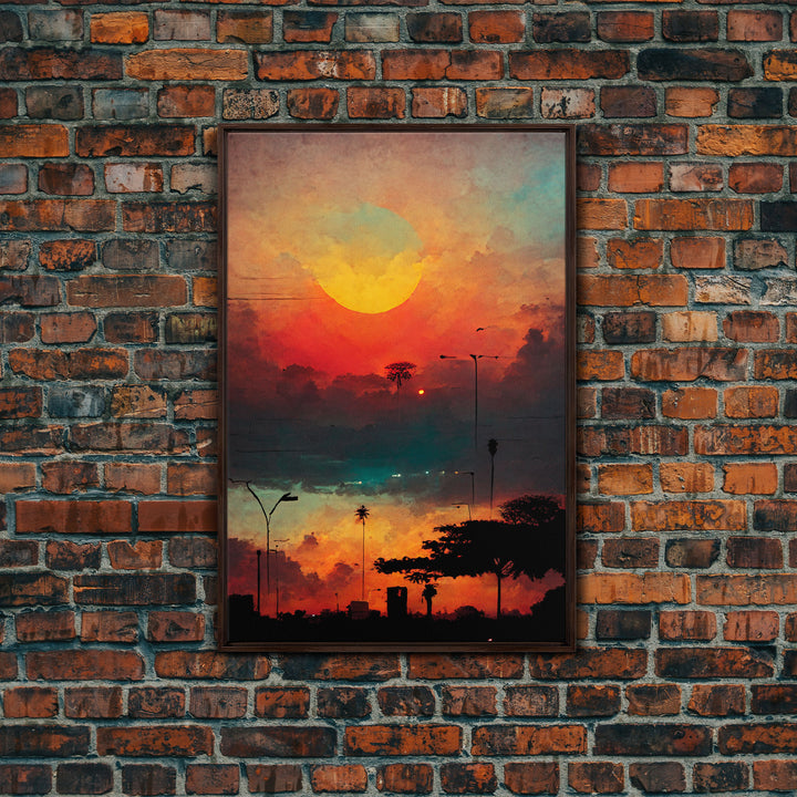 Los Angeles, California at sunset, canvas print, ready to hang wall art