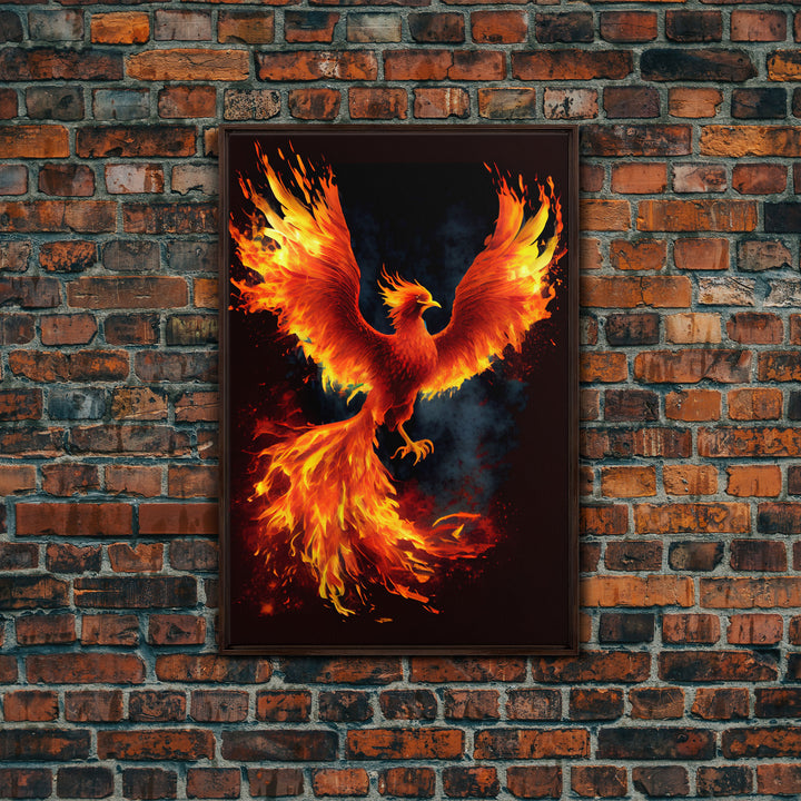 Phoenix Print on Canvas , Floating Frame, Modern Wall Art, Extra Large Canvas Wall Art, Rebirth and Renewal