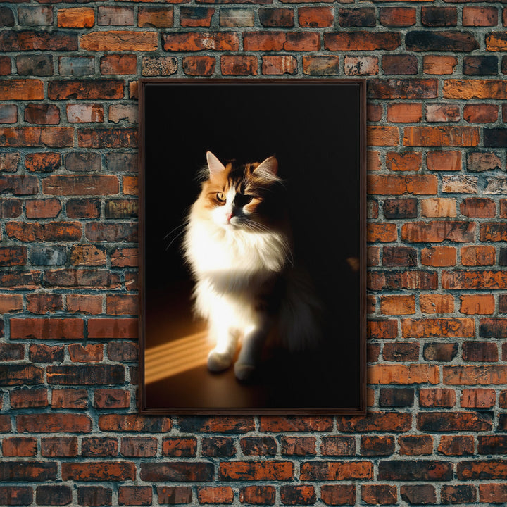Portrait of a Calico Cat, Framed Canvas Print, Cat Art, Cat Photography, Cat Wall Art