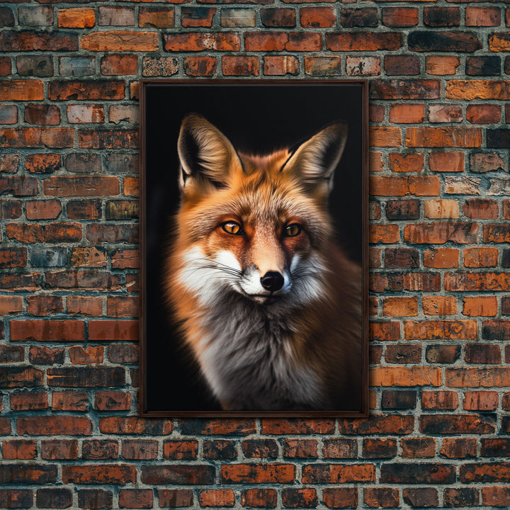 Portrait of a Red Fox, Framed Canvas Print, Framed Wall Art, Fox Photography, Wild Life Art