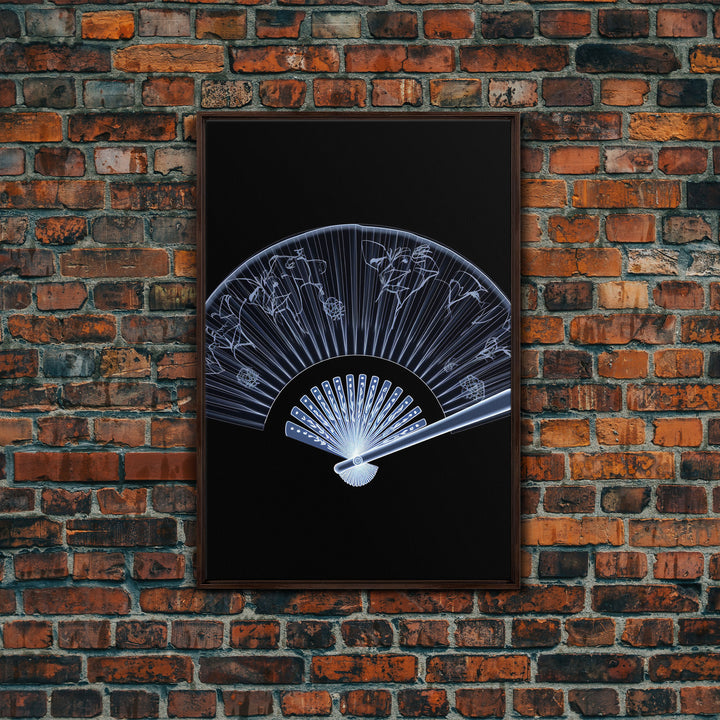 Folding Fan Wall Art, Chinese Art Print, White Fan, Black And White, Minimalist Print, Wall Decor, Canvas Print, Wall Art, Framed Canvas