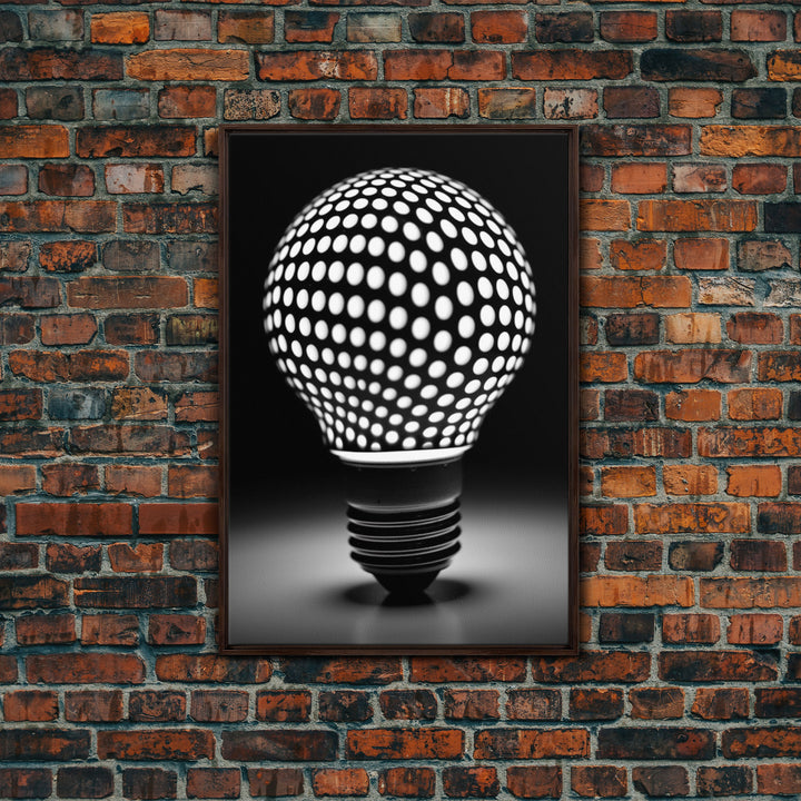 Dotted Light Bulb Wall Decor, Black And White Art, Dotted Art, Minimalist Print, Wall Decor, Canvas Print, Wall Art, Framed Canvas