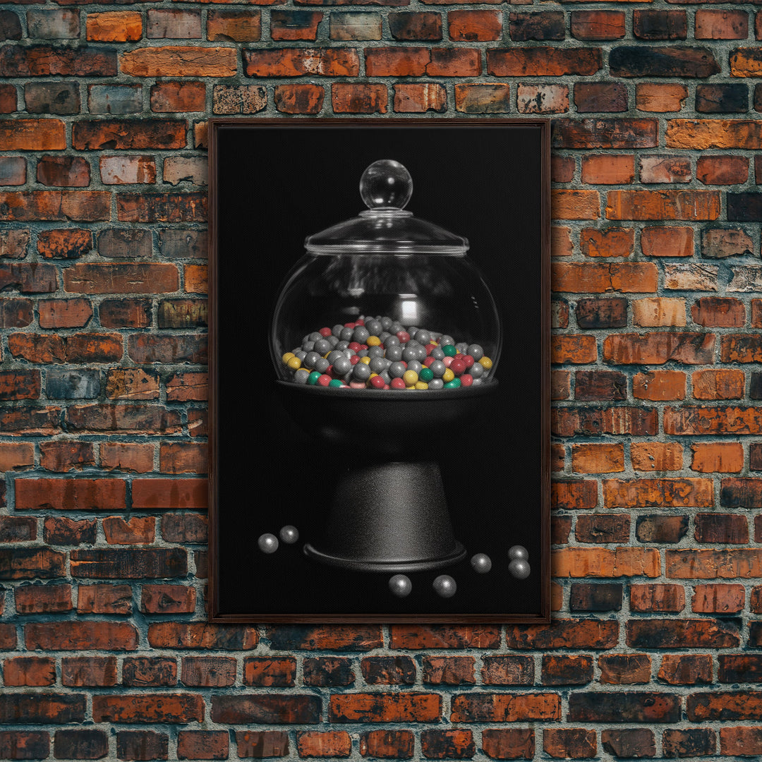 Gumball Machine Wall Art, Candy Dispenser Wall Decor, Kitchen Art, Minimalist Print, Wall Decor, Canvas Print, Wall Art, Framed Canvas