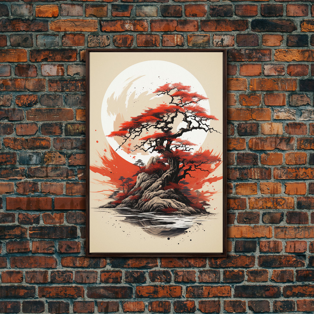 Japanese Wall Art, Japanese Maple Tree, Framed Canvas Print, Japanese Art, Japanese Hanging Wall Art