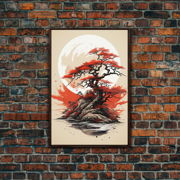 Japanese Wall Art, Japanese Maple Tree, Framed Canvas Print, Japanese Art, Japanese Hanging Wall Art