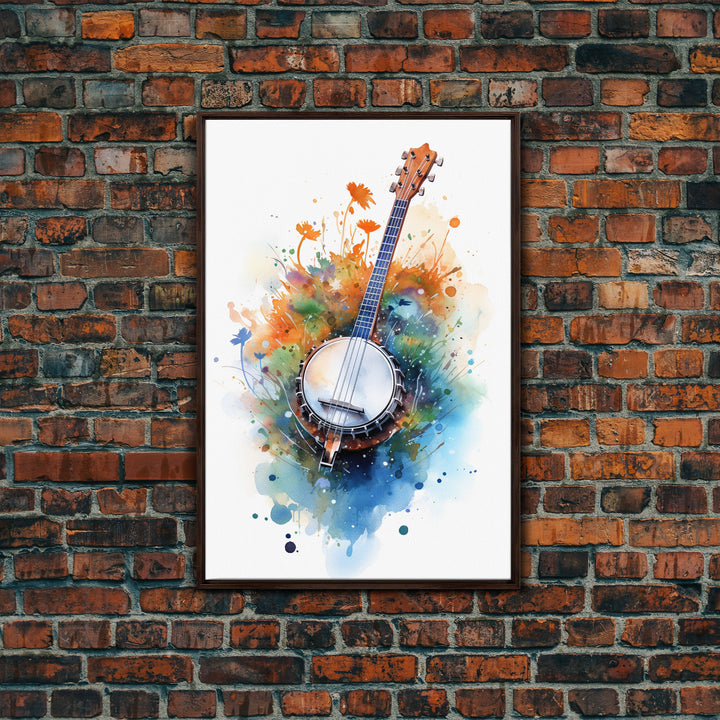 4 String Banjo Gift, Banjo Wall Art Canvas Print, Country Music Art, Guitar Art, Banjo Poster Print, Banjo Gifts, Musical Art