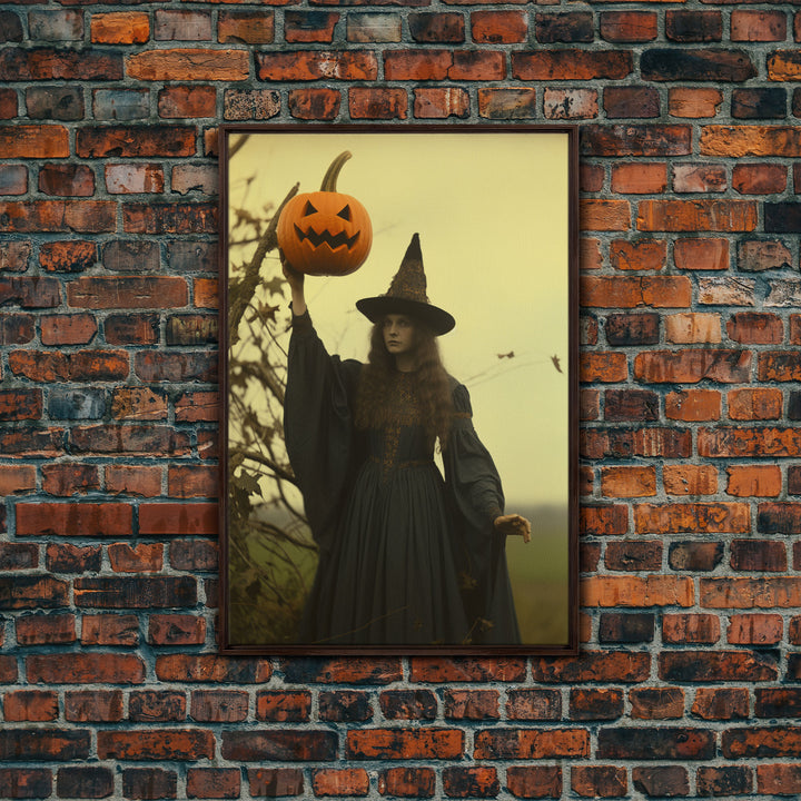 The Witch, Spooky Victorian Witch Photography Daguerreotype, Tin Type, Framed Canvas Print, Victorian Witches, Halloween Decor