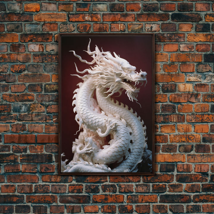 Dragon Art, Sculpture Wall Art, Asian Decor, Canvas Print, Wall Art, Vertical Print, Gift For Couples, Dorm Room Art, Living Room Prints