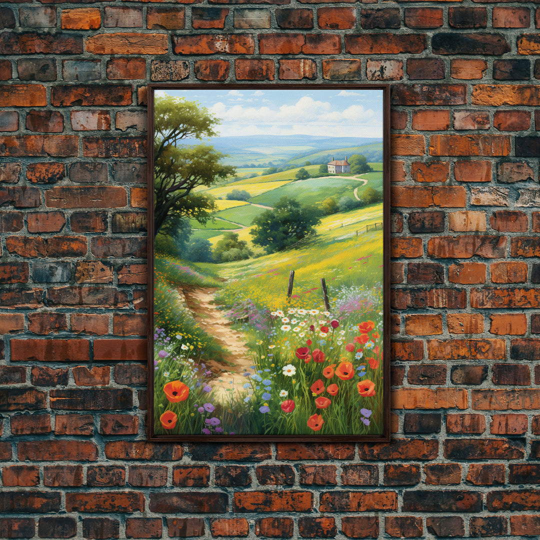 Countryside Wall Art, Wildflowers Wall Art, Meadow Wall Print, Canvas Print, Wall Art, Vertical Art, Country Wall Art, Landscape Art