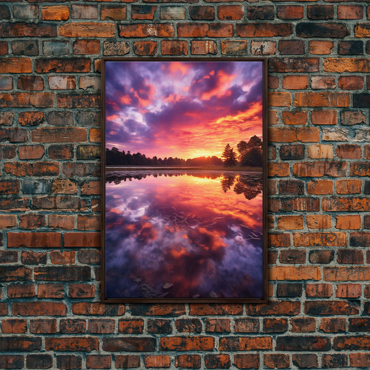 Lake Wall Art, Water Reflection, Landscape Wall Art, Sunset Wall Art, Canvas Print, Wall Art, Vertical Art, Nature Wall Art, Wall Hanging