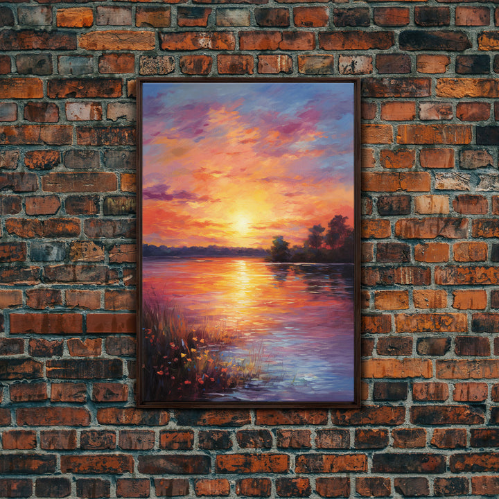 Sunset Wall Art, River Art Print, Landscape Wall Art, Nature Print, Canvas Print, Wall Art, Vertical Art, Going Away Gift, Over Bed Wall Art