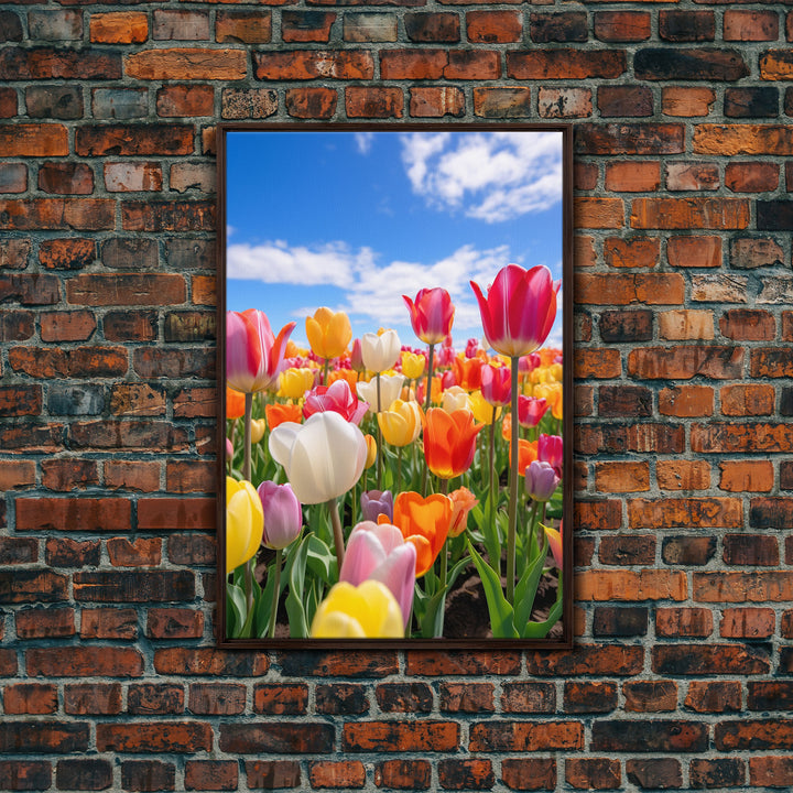 Flower Wall Art, Colorful Wall Art, Tulip Print, Canvas Print, Wall Art, Vertical Art, Friendship Gift, College Dorm Decor, Farmhouse Art