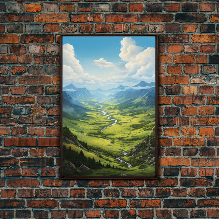 Mountains Wall Art, Valley Art, River Wall Print, Canvas Print, Wall Art, Vertical Art, Realtor Thank You, Home Wall Decor, Dorm Room Art