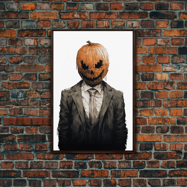 Portrait Of Jack - The Jack O Lantern Man, Vintage Halloween Art, Macabre Halloween Decoration, Dark Macabre, Goth Art, Pumpkin Patch Horror