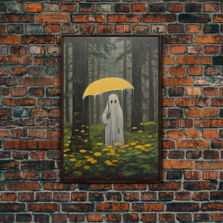 Ghost In The Rain, Vintage Canvas, Art Canvas Print, Dark Academia, Haunting Ghost, Halloween Decor, Dark Macabre Vintage Halloween Art