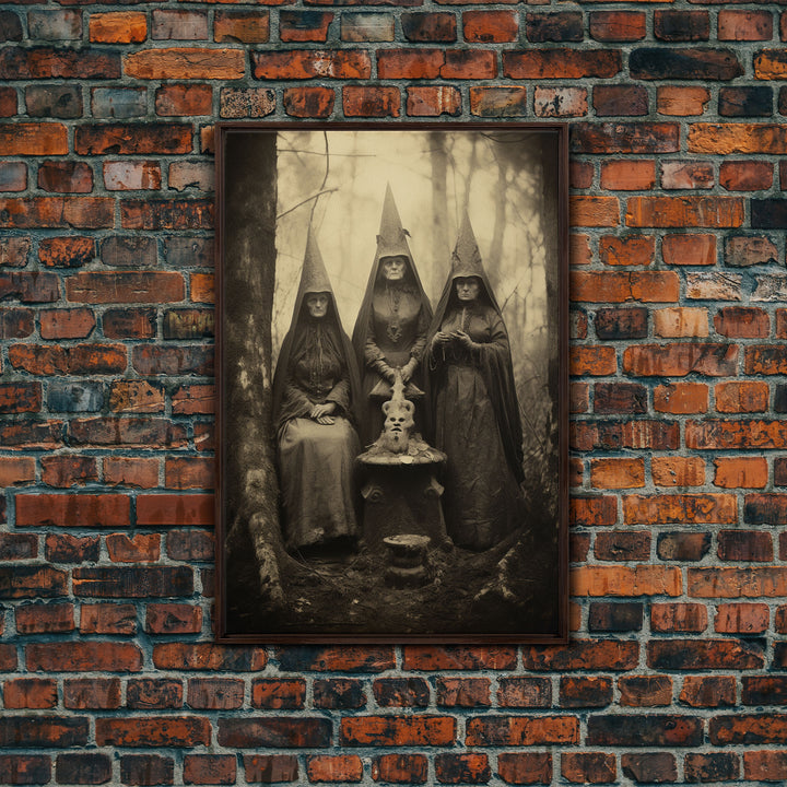 The Coven, Victorian Witches, Vintage Tintype Style Photograph, Framed Canvas Print, Gothic Wall Art, Dark Academia, Witch Art