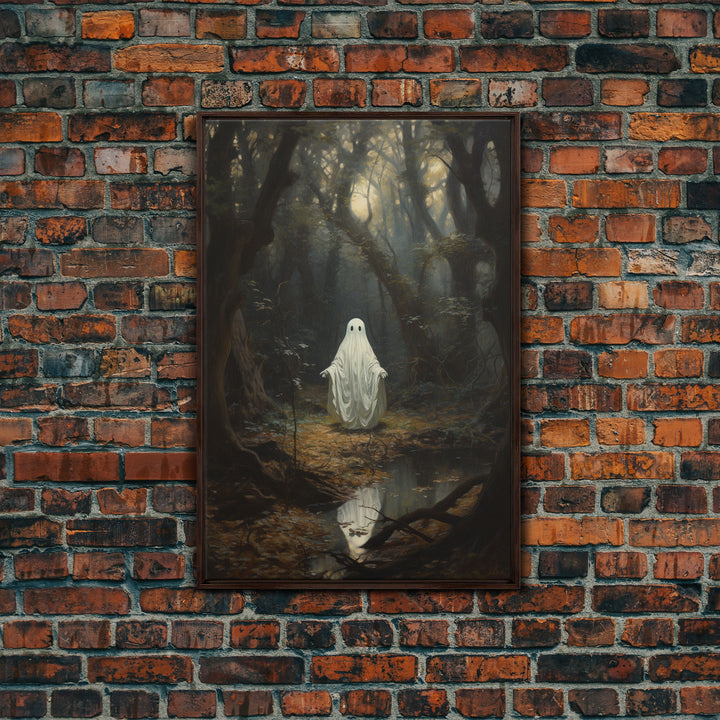 Ghost Dancing In A Haunted Forest, Vintage Canvas, Framed Canvas, Art Canvas Print, Dark Academia, Haunting Ghost, Halloween Decoration