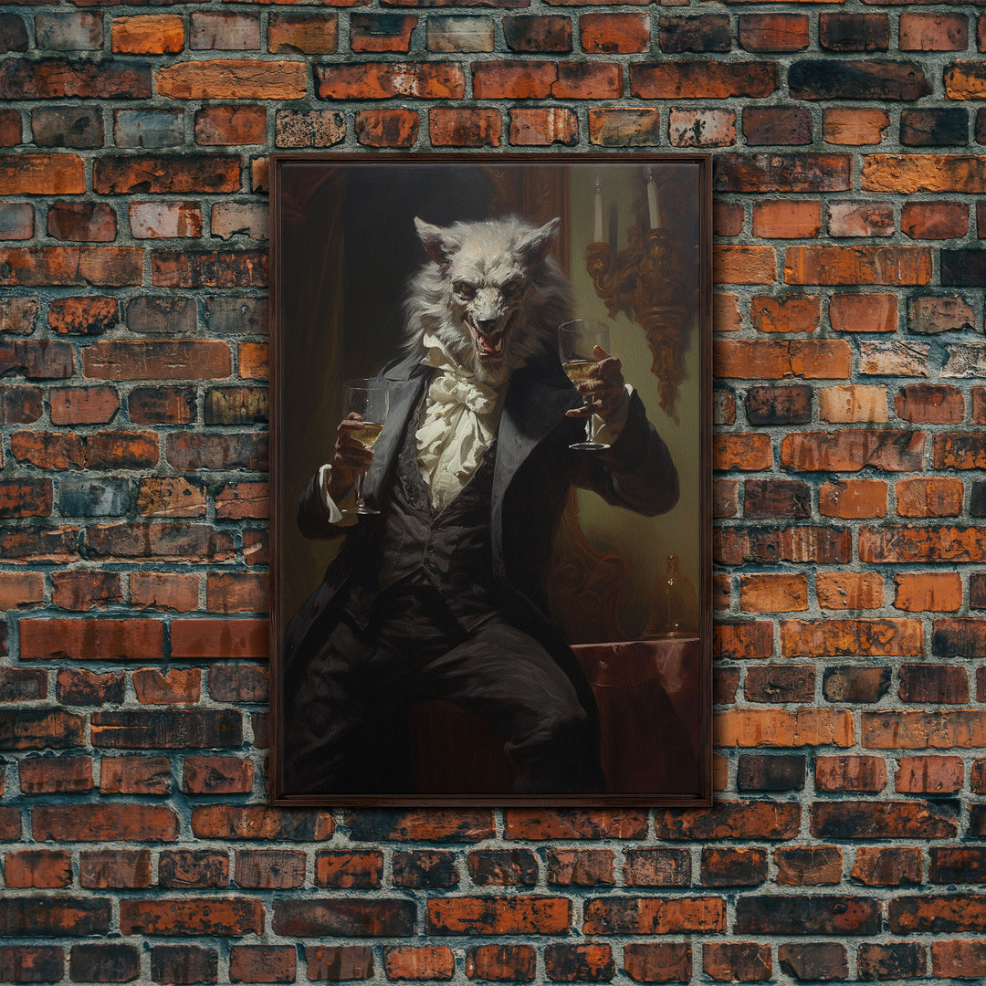Halloween Wall Art, This Werewolf Is Here To Party, Funny Halloween Decor, Vintage Halloween, Gothic Victorian Werewolf Portrait